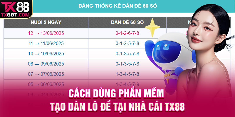 Cách dùng phần mềm tạo dàn lô đề tại nhà cái TX88